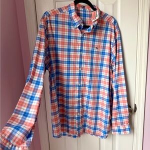 Vineyard Vines Men's Casual Plaid Shirt - Blue and Pink